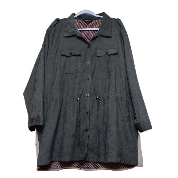 Davi & Dani Corduroy Aztec Knit Shacket Gray Size 3XL - Picture 4 of 15